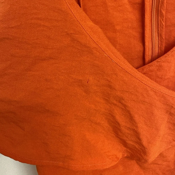 Lulu’s Mia Rae Asymmetrical Mini Wrap Dress Orange - Picture 4 of 8